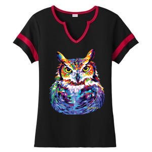 Great Horned Owl Ladies Halftime Notch Neck Tee