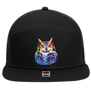 Great Horned Owl 7 Panel Mesh Trucker Snapback Hat