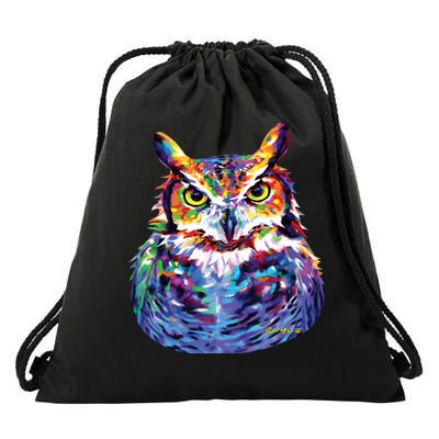 Great Horned Owl Drawstring Bag