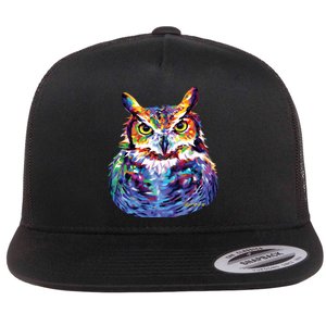 Great Horned Owl Flat Bill Trucker Hat