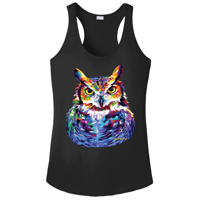 Great Horned Owl Ladies PosiCharge Competitor Racerback Tank