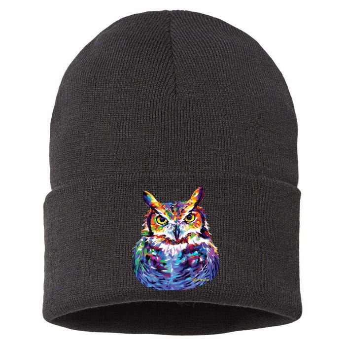 Great Horned Owl Sustainable Knit Beanie