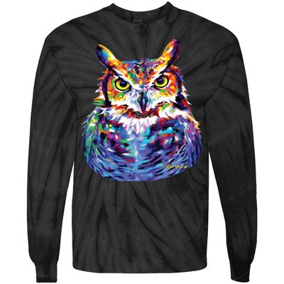 Great Horned Owl Tie-Dye Long Sleeve Shirt