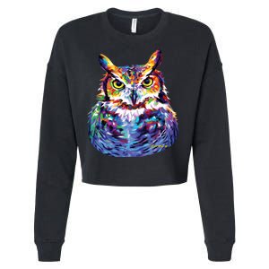 Great Horned Owl Cropped Pullover Crew