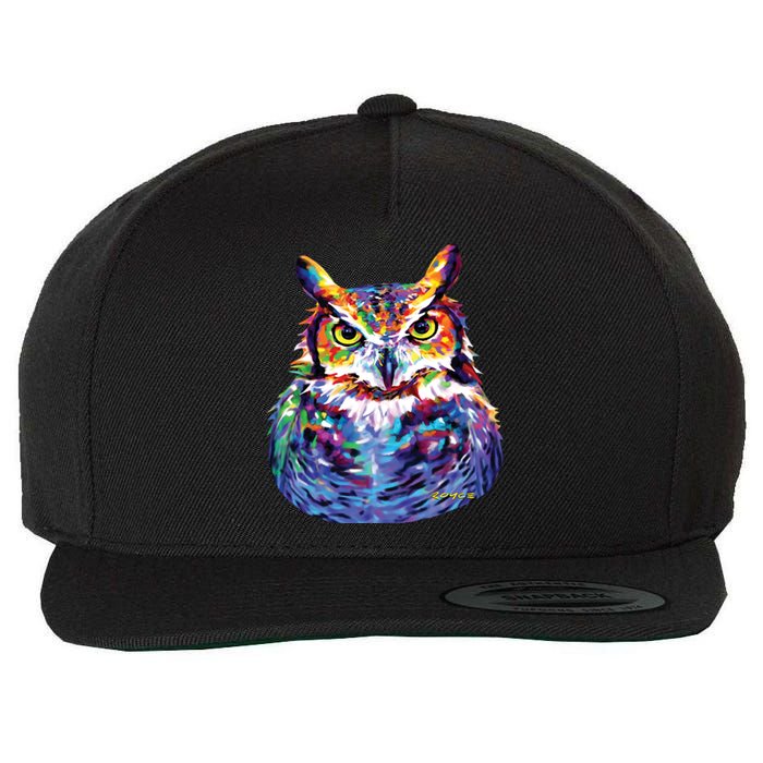 Great Horned Owl Wool Snapback Cap