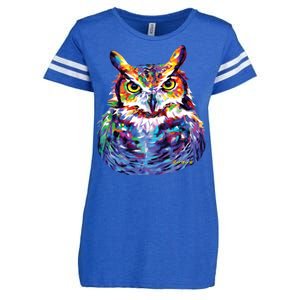 Great Horned Owl Enza Ladies Jersey Football T-Shirt