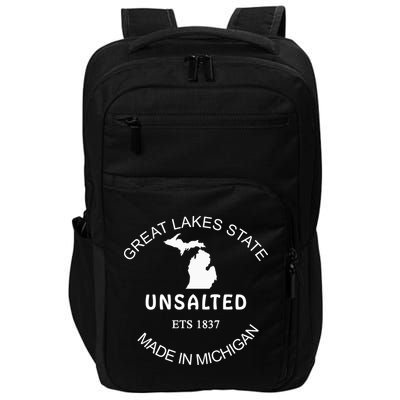 Great Lakes State Unsalted Est 1837 Made In Michigan Impact Tech Backpack