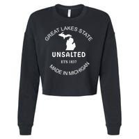 Great Lakes State Unsalted Est 1837 Made In Michigan Cropped Pullover Crew