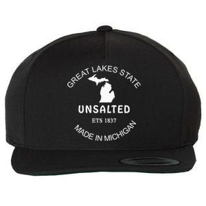 Great Lakes State Unsalted Est 1837 Made In Michigan Wool Snapback Cap