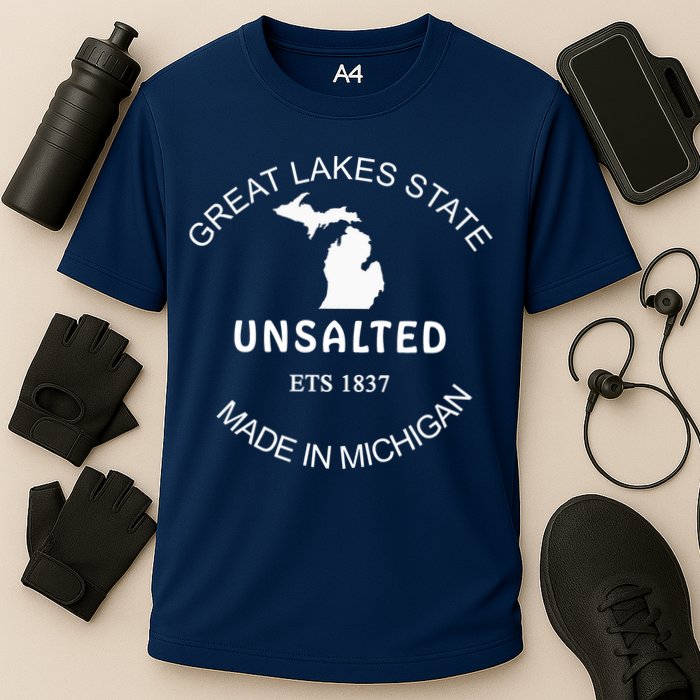 Great Lakes State Unsalted Est 1837 Made In Michigan Cooling Performance Crew T-Shirt
