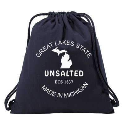 Great Lakes State Unsalted Est 1837 Made In Michigan Drawstring Bag