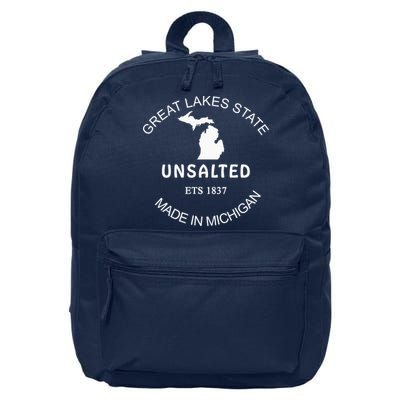 Great Lakes State Unsalted Est 1837 Made In Michigan 16 in Basic Backpack