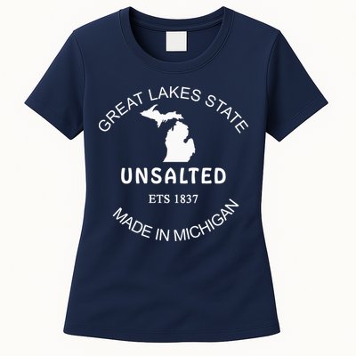 Great Lakes State Unsalted Est 1837 Made In Michigan Womens T-Shirt