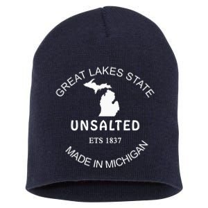 Great Lakes State Unsalted Est 1837 Made In Michigan Short Acrylic Beanie