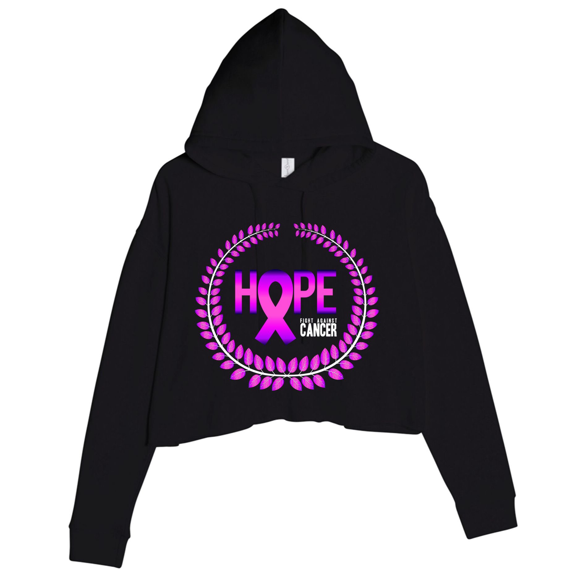 Great Seal Of Hope Breast Cancer Ribbon Crop Fleece Hoodie
