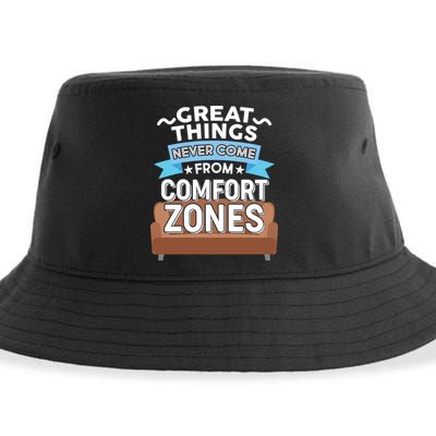 Great Things Never Come From Comfort Zones Sustainable Bucket Hat