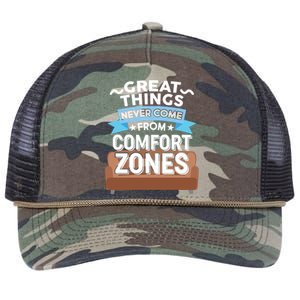 Great Things Never Come From Comfort Zones Retro Rope Trucker Hat Cap