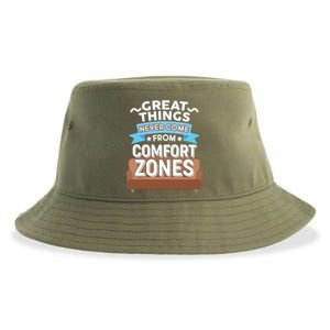 Great Things Never Come From Comfort Zones Sustainable Bucket Hat