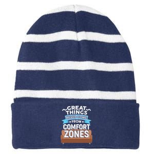 Great Things Never Come From Comfort Zones Striped Beanie with Solid Band