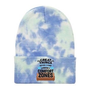 Great Things Never Come From Comfort Zones Tie Dye 12in Knit Beanie