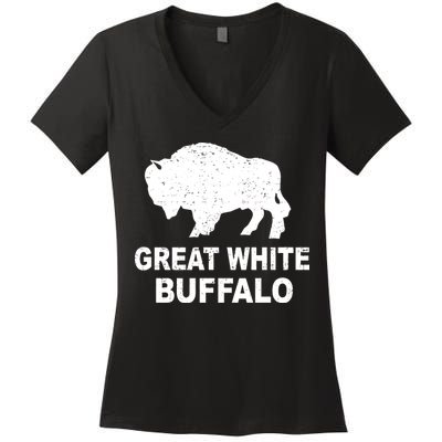 Great White Buffalo Women's V-Neck T-Shirt