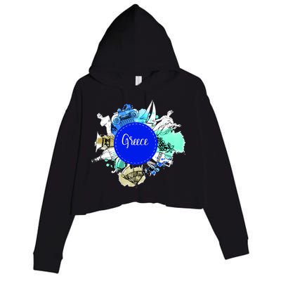 Greece Crop Fleece Hoodie