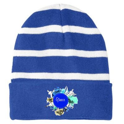 Greece Striped Beanie with Solid Band