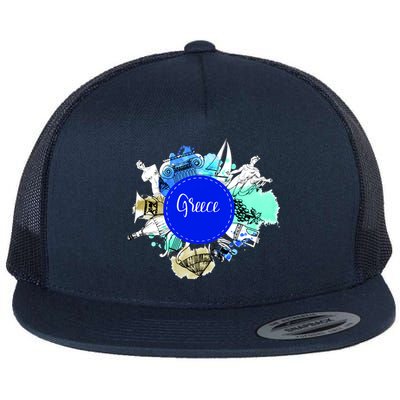 Greece Flat Bill Trucker Hat