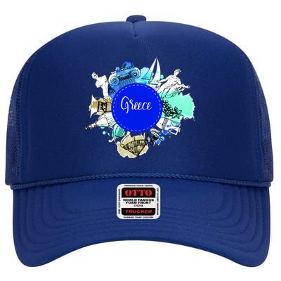 Greece High Crown Mesh Back Trucker Hat