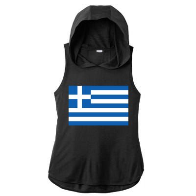 Greece Flag Ladies PosiCharge Tri-Blend Wicking Draft Hoodie Tank