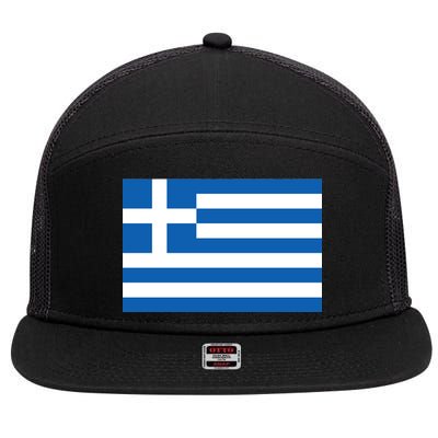 Greece Flag 7 Panel Mesh Trucker Snapback Hat