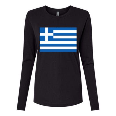 Greece Flag Womens Cotton Relaxed Long Sleeve T-Shirt