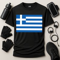 Greece Flag Cooling Performance Crew T-Shirt