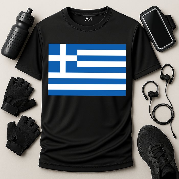 Greece Flag Cooling Performance Crew T-Shirt
