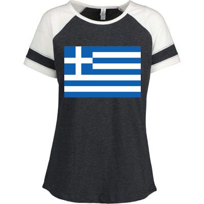 Greece Flag Enza Ladies Jersey Colorblock Tee