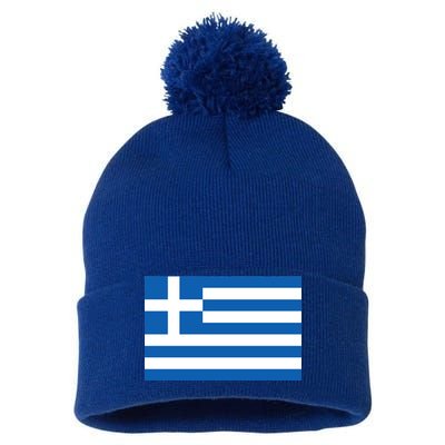 Greece Flag Pom Pom 12in Knit Beanie