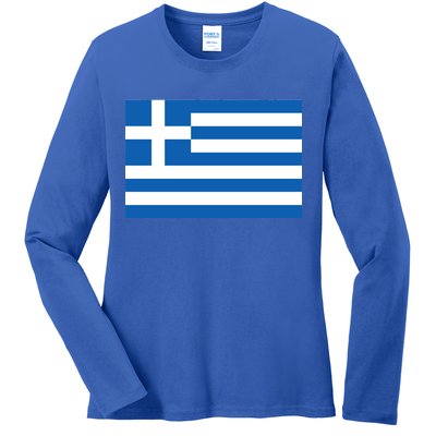 Greece Flag Ladies Long Sleeve Shirt