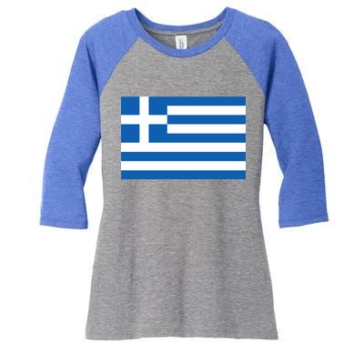 Greece Flag Women's Tri-Blend 3/4-Sleeve Raglan Shirt