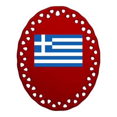 Greece Flag Ceramic Oval Ornament