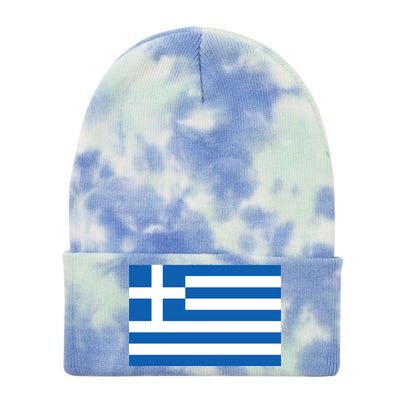 Greece Flag Tie Dye 12in Knit Beanie