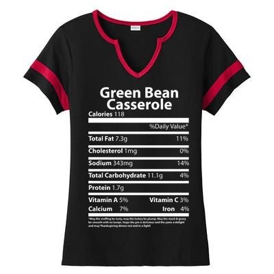 Green Bean Casserole Nutritional Facts Funny Thanksgiving Ladies Halftime Notch Neck Tee