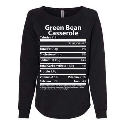 Green Bean Casserole Nutritional Facts Funny Thanksgiving Womens California Wash Sweatshirt