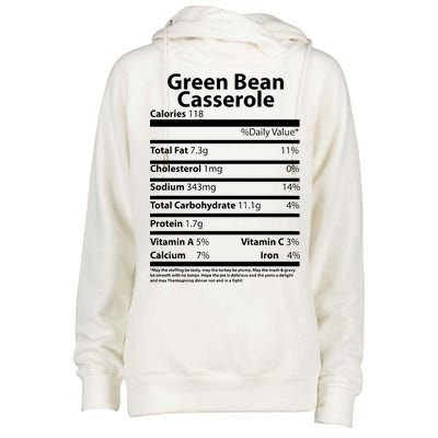 Green Bean Casserole Nutritional Facts Funny Thanksgiving Womens Funnel Neck Pullover Hood