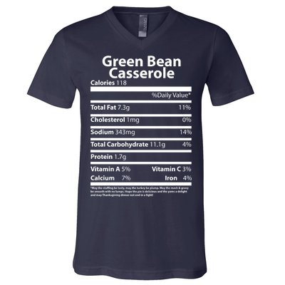 Green Bean Casserole Nutritional Facts Funny Thanksgiving V-Neck T-Shirt