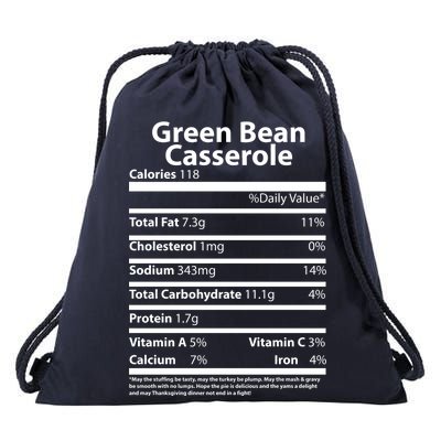 Green Bean Casserole Nutritional Facts Funny Thanksgiving Drawstring Bag