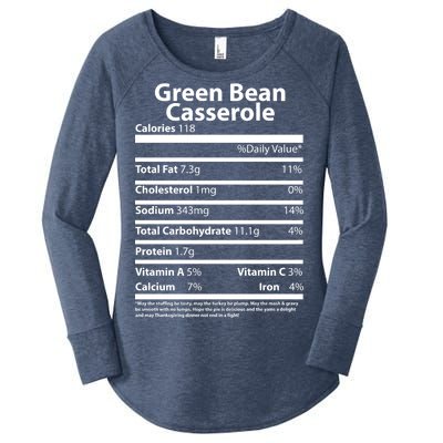 Green Bean Casserole Nutritional Facts Funny Thanksgiving Women's Perfect Tri Tunic Long Sleeve Shirt