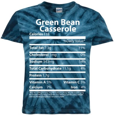 Green Bean Casserole Nutritional Facts Funny Thanksgiving Kids Tie-Dye T-Shirt