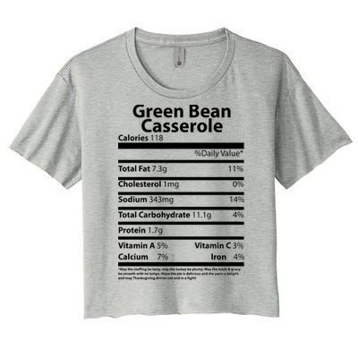 Green Bean Casserole Nutritional Facts Funny Thanksgiving Women's Crop Top Tee