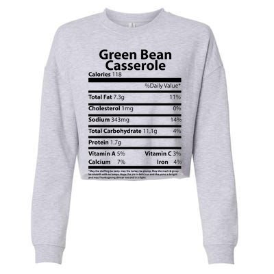 Green Bean Casserole Nutritional Facts Funny Thanksgiving Cropped Pullover Crew