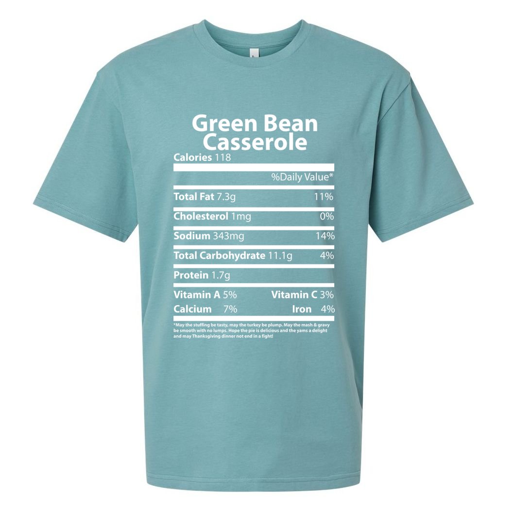 Green Bean Casserole Nutritional Facts Funny Thanksgiving Sueded Cloud Jersey T-Shirt